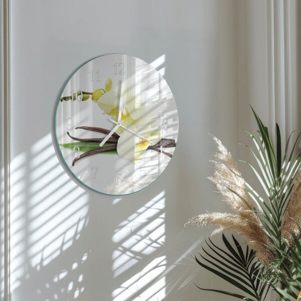 Skleněné hodiny na stěnu Vanilková orchidej zsob-fi30-00086536