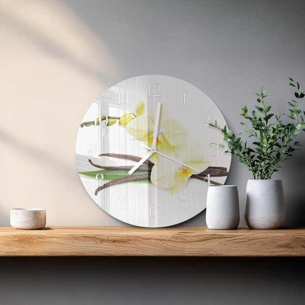Skleněné hodiny na stěnu Vanilková orchidej zsob-fi30-00086536