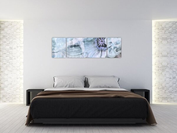 Obraz - Květinová freska na cihlové zdi (170x50 cm)