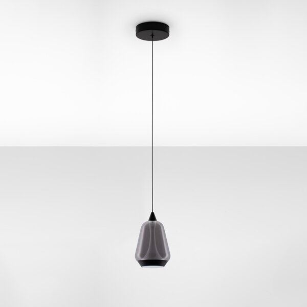 Nova Luce Kouřově šedé skleněné závěsné LED světlo Alish 12 cm