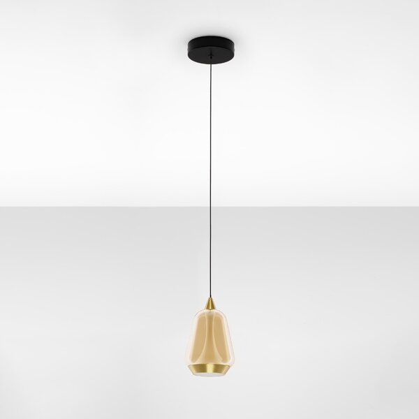 Nova Luce Zlaté skleněné závěsné LED světlo Alish 12 cm