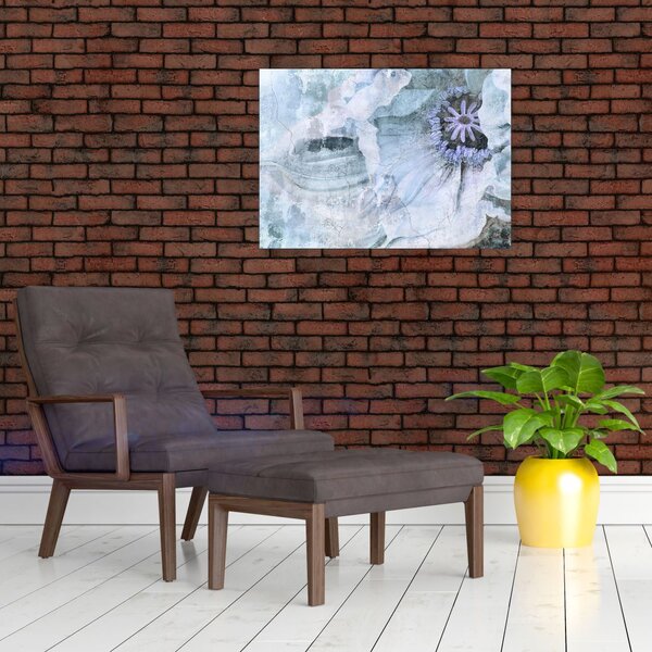 Obraz - Květinová freska na cihlové zdi (70x50 cm)