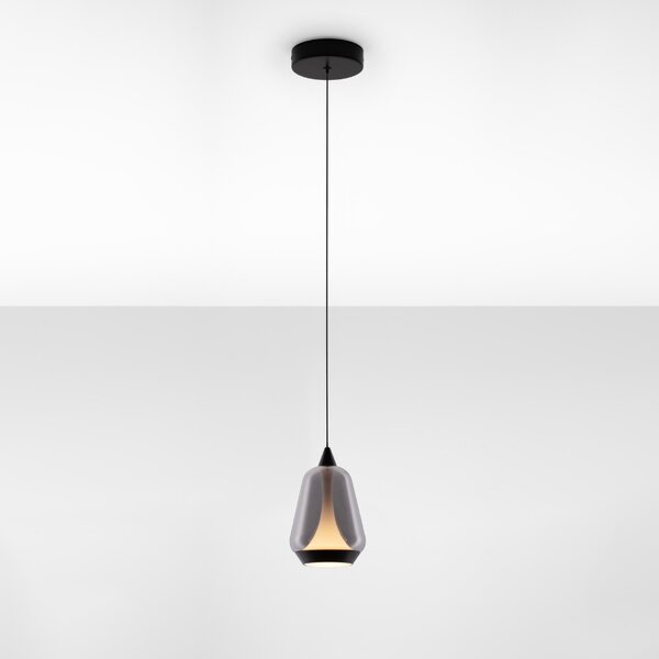 Nova Luce Kouřově šedé skleněné závěsné LED světlo Alish 12 cm