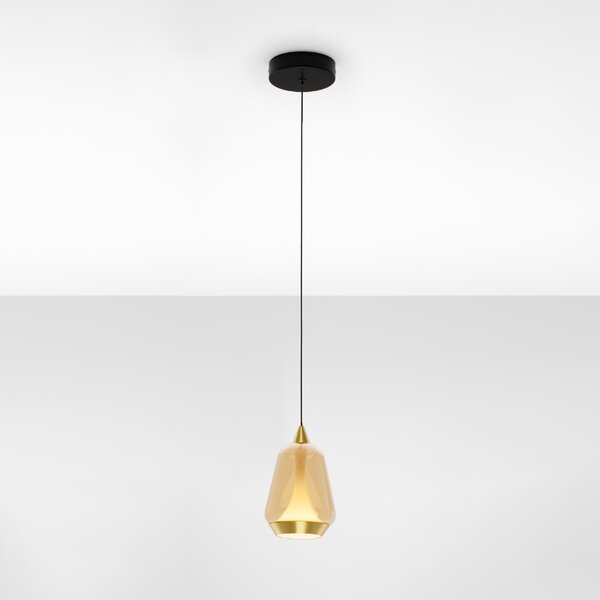 Nova Luce Zlaté skleněné závěsné LED světlo Alish 12 cm