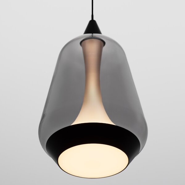 Nova Luce Kouřově šedé skleněné závěsné LED světlo Alish 12 cm