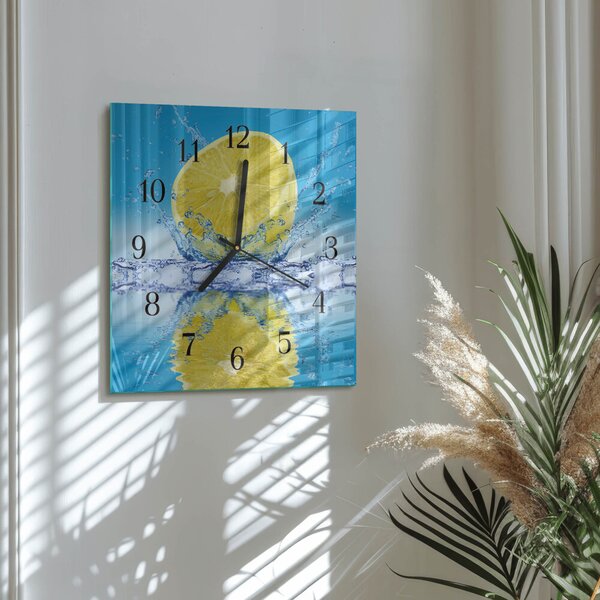 Skleněné hodiny na stěnu Citronová zskc-30x30-00177316