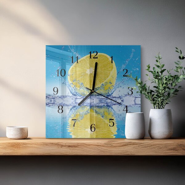 Skleněné hodiny na stěnu Citronová zskc-30x30-00177316