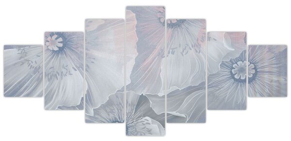 Obraz - Modré květy na zdi (210x100 cm)