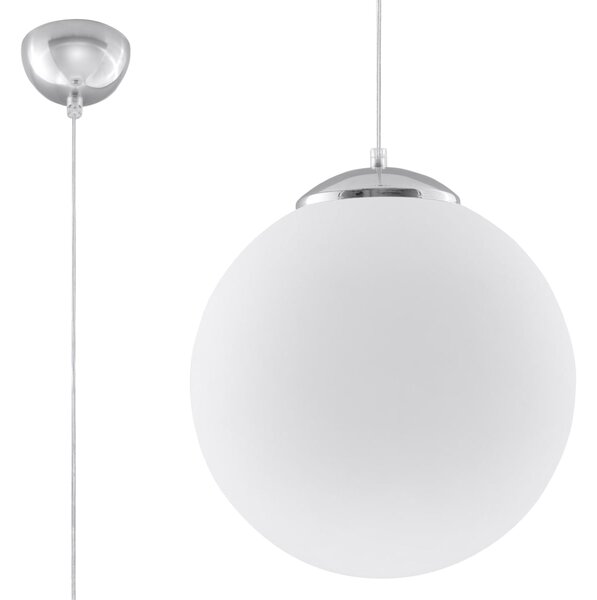 Závěsné svítidlo Ugo, 1x bílé skleněné stínítko, (fi 40 cm), ch