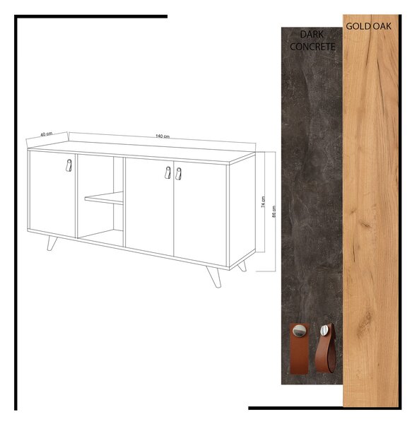 ASIR Skříňka PLANKY dub tmavý beton