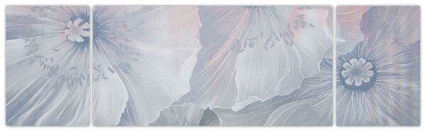 Obraz - Modré květy na zdi (170x50 cm)