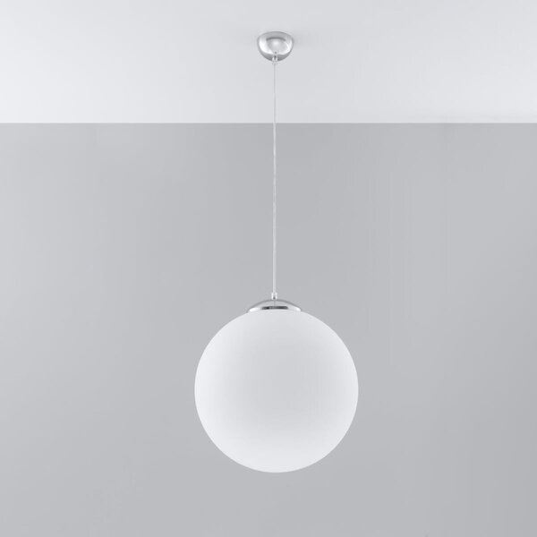 Závěsné svítidlo Ugo, 1x bílé skleněné stínítko, (fi 40 cm), ch