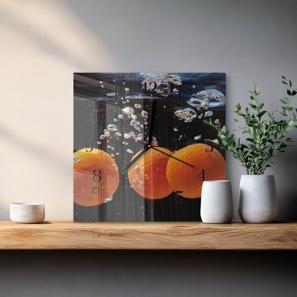 Skleněné hodiny na stěnu Pomeranče zskc-30x30-00182036