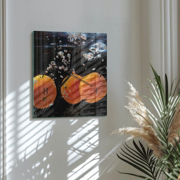 Skleněné hodiny na stěnu Pomeranče zskc-30x30-00182036
