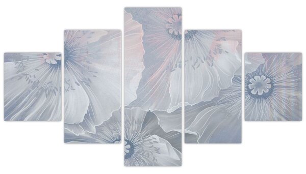 Obraz - Modré květy na zdi (125x70 cm)