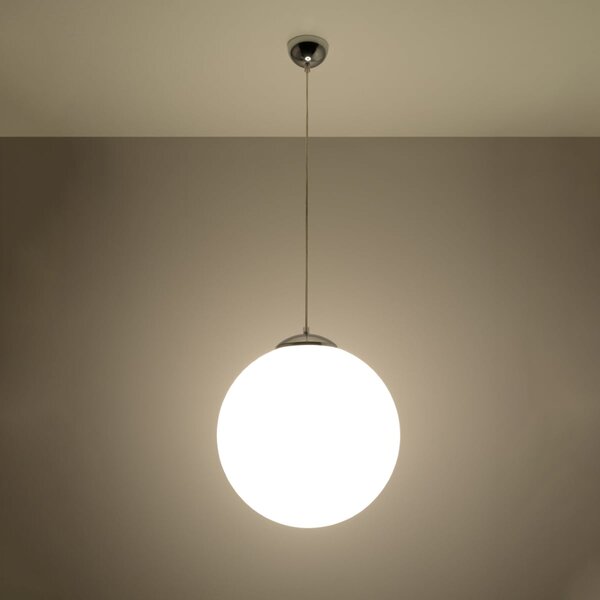 Závěsné svítidlo Ugo, 1x bílé skleněné stínítko, (fi 40 cm), ch