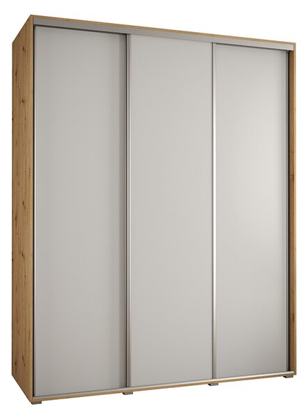 Šatní skříň s posuvnými dveřmi DAVOS 190cm | DUB Artisan / bílá / stříbrné