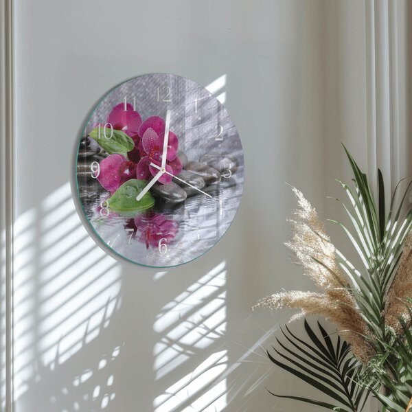 Skleněné hodiny na stěnu Orchidej zsob-fi30-00086920