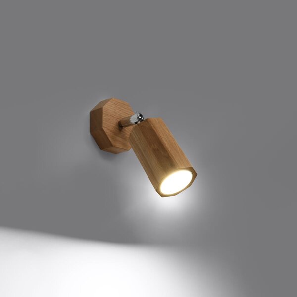 Bodové svítidlo Zeke, 1x dřevěné stínítko, (možnost polohování)