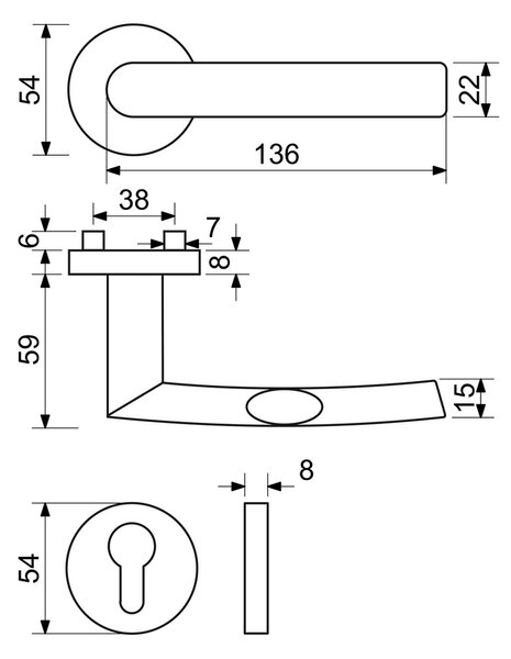 Nerezové kování C-FORM - PZ rozeta, černá