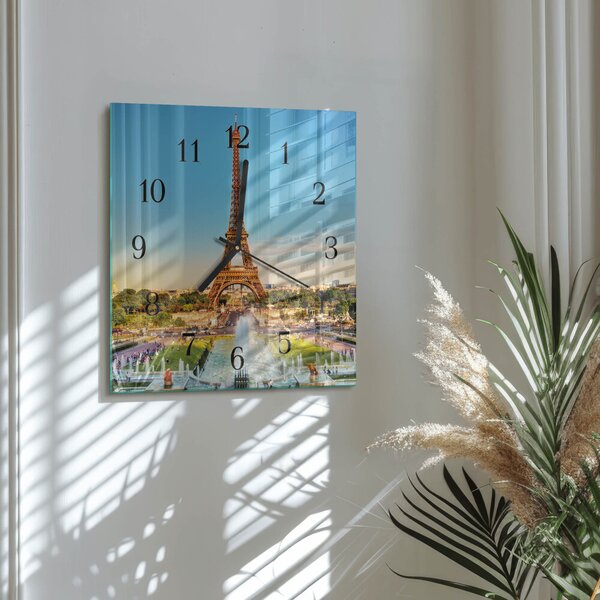 Skleněné hodiny na stěnu Paříž zskc-30x30-00177760