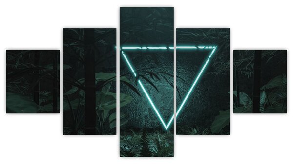 Obraz - Neonový trojúhelník v jungli (125x70 cm)