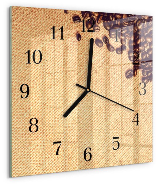 Skleněné hodiny na stěnu Kávová zrna zskc-30x30-00180367
