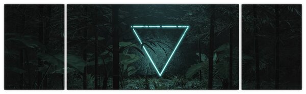 Obraz - Neonový trojúhelník v jungli (170x50 cm)