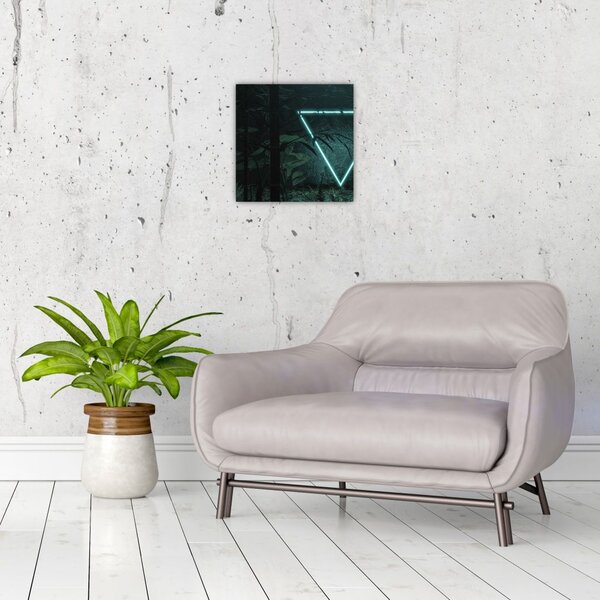 Obraz - Neonový trojúhelník v jungli (30x30 cm)