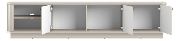 Moderní TV skříňka Vesper 3D 187 cm s kuchyňským soklem - kašmír / zlaté úchytky