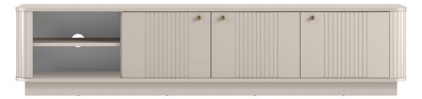 Moderní TV skříňka Vesper 3D 187 cm s kuchyňským soklem - kašmír / zlaté úchytky