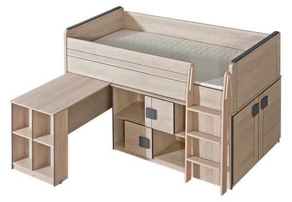 Dětská vyvýšená postel GAME G19 200x90 cm se stolem a skříněmi
