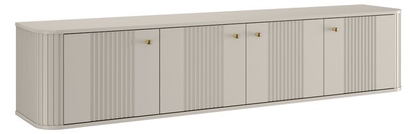 Závěsný TV stolek Vesper 4D 187 cm - kašmírový / zlaté úchytky
