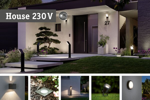 PAULMANN Hybrid LED venkovní nástěnné svítidlo Isleen domovní 230V + solární IP44 hranaté 163x163mm 3000K 2,3W 230V černá