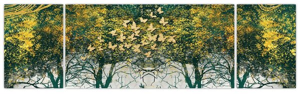 Obraz - Jeleni v zeleném lese (170x50 cm)