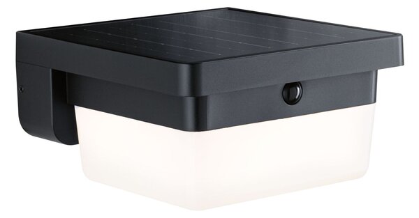 PAULMANN Hybrid LED venkovní nástěnné svítidlo Isleen domovní 230V + solární IP44 hranaté 163x163mm 3000K 2,3W 230V černá