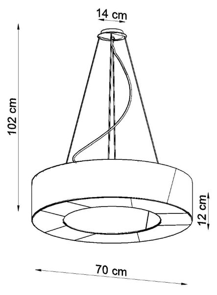 Závěsné svítidlo Saturno Slim, 1x černé textilní stínítko, (bílý plast), (fi 70 cm)