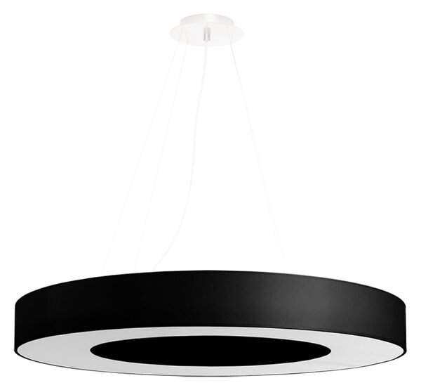 Závěsné svítidlo Saturno Slim, 1x černé textilní stínítko, (bílý plast), (fi 70 cm)