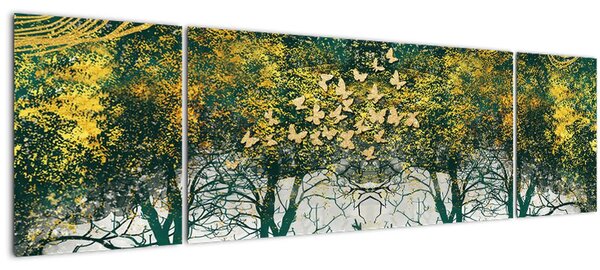 Obraz - Jeleni v zeleném lese (170x50 cm)