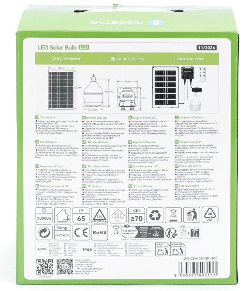 Aigostar - LED Solární lustr LED/35W/12V 3000 mAh 6500K pr. 10 cm