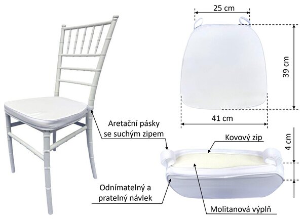 TENTino AKCE! Židle CHIAVARI ECONOMY + PODSEDÁK na židli