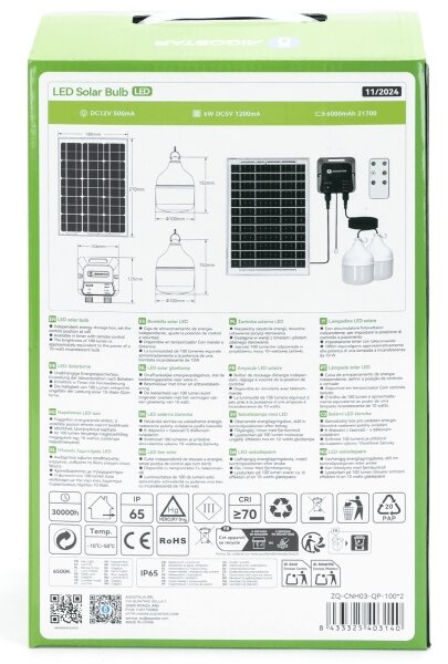 Aigostar - LED Solární lustr 2xLED/35W/12V 6000 mAh 6500K pr. 10 cm