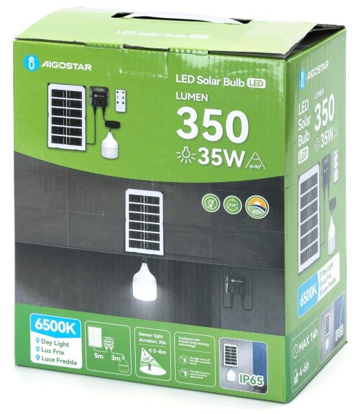 Aigostar - LED Solární lustr se senzorem LED/35W/12V 3000 mAh 6500K pr. 10 cm