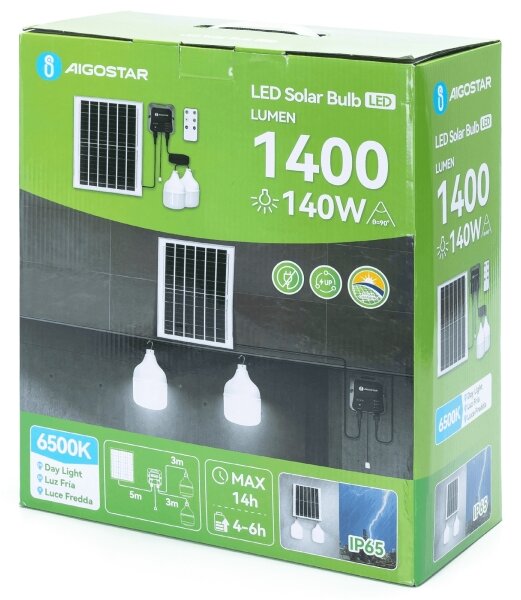 Aigostar - LED Solární lustr 2xLED/70W/12V 12000 mAh 6500K pr. 12 cm