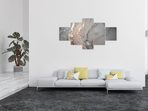 Obraz - Šedo-zlatý mramor (125x70 cm)