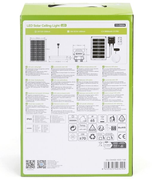 Aigostar - LED Solární svítidlo LED/35W/12V 3000 mAh 6500K pr. 16,8 cm