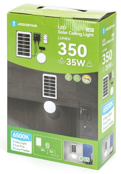Aigostar - LED Solární svítidlo LED/35W/12V 3000 mAh 6500K pr. 16,8 cm