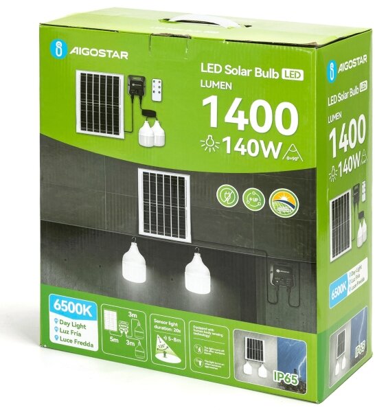 Aigostar - LED Solární lustr se senzorem 2xLED/70W/12V 12000 mAh 6500K pr. 12 cm