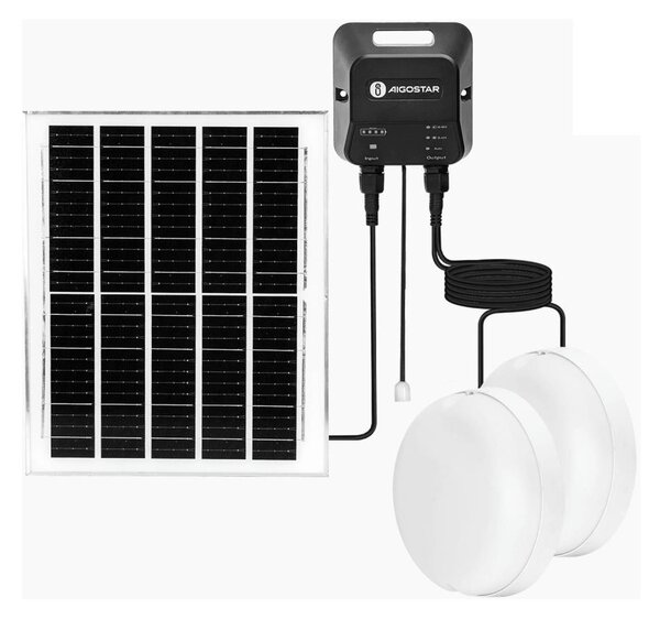 Aigostar - LED Solární svítidlo 2xLED/70W/12V 12000 mAh 6500K pr. 20,5 cm