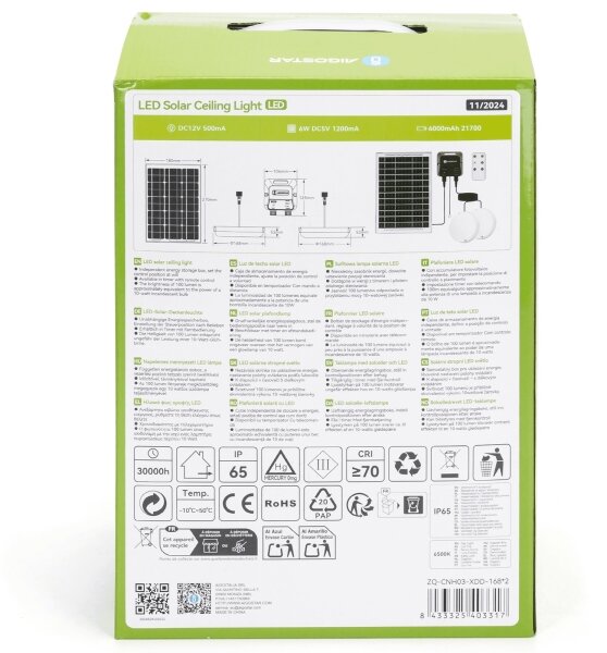 Aigostar - LED Solární svítidlo 2xLED/35W/12V 6000 mAh 6500K pr. 16,8 cm